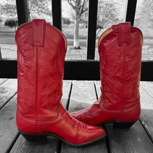 Vintage Red Justin Women’s Cowboy Boots with Original Box